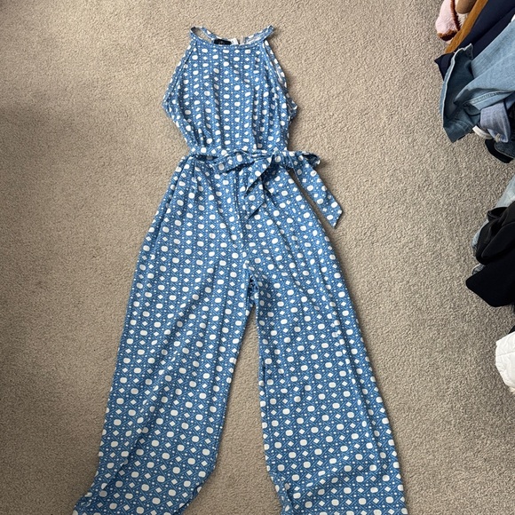 Blue Rattan Print Jumpsuit - Picture 1 of 4